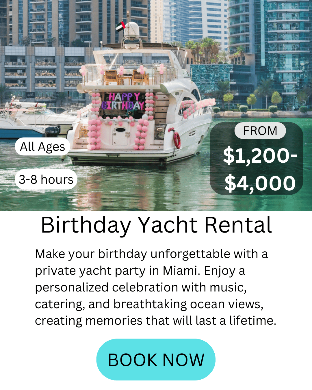 miami birthday yacht rental