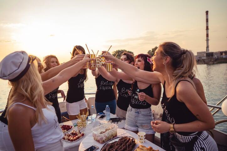 miami bachelorette boat party during sunset