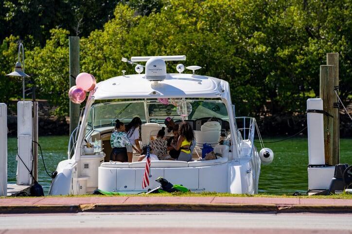 fun bachelorette cruise during sunset in miami