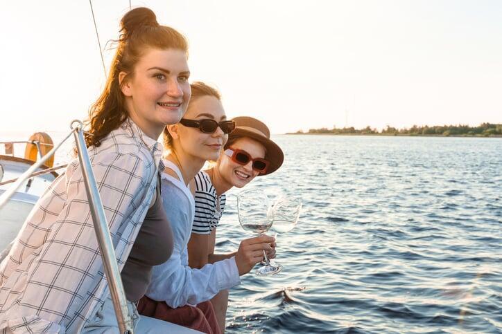 fun bachelorette cruise during sunset in miami