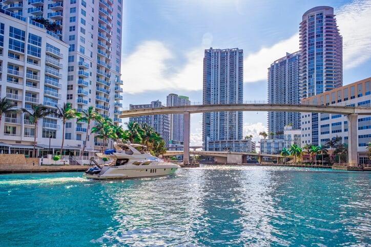 miami bachelorette boat party during sunset